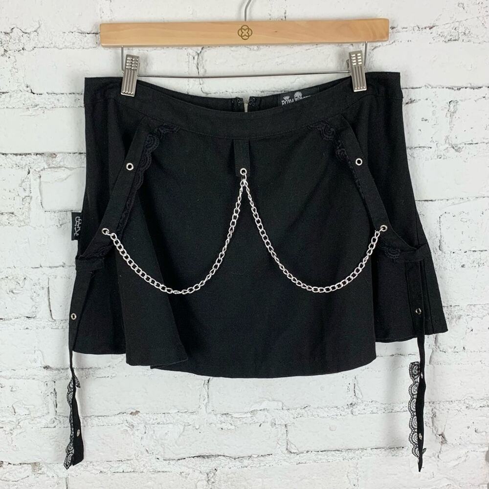 Royal Bones Tripp Daang Goodman Black Chain Skirt Lace Grommet Large